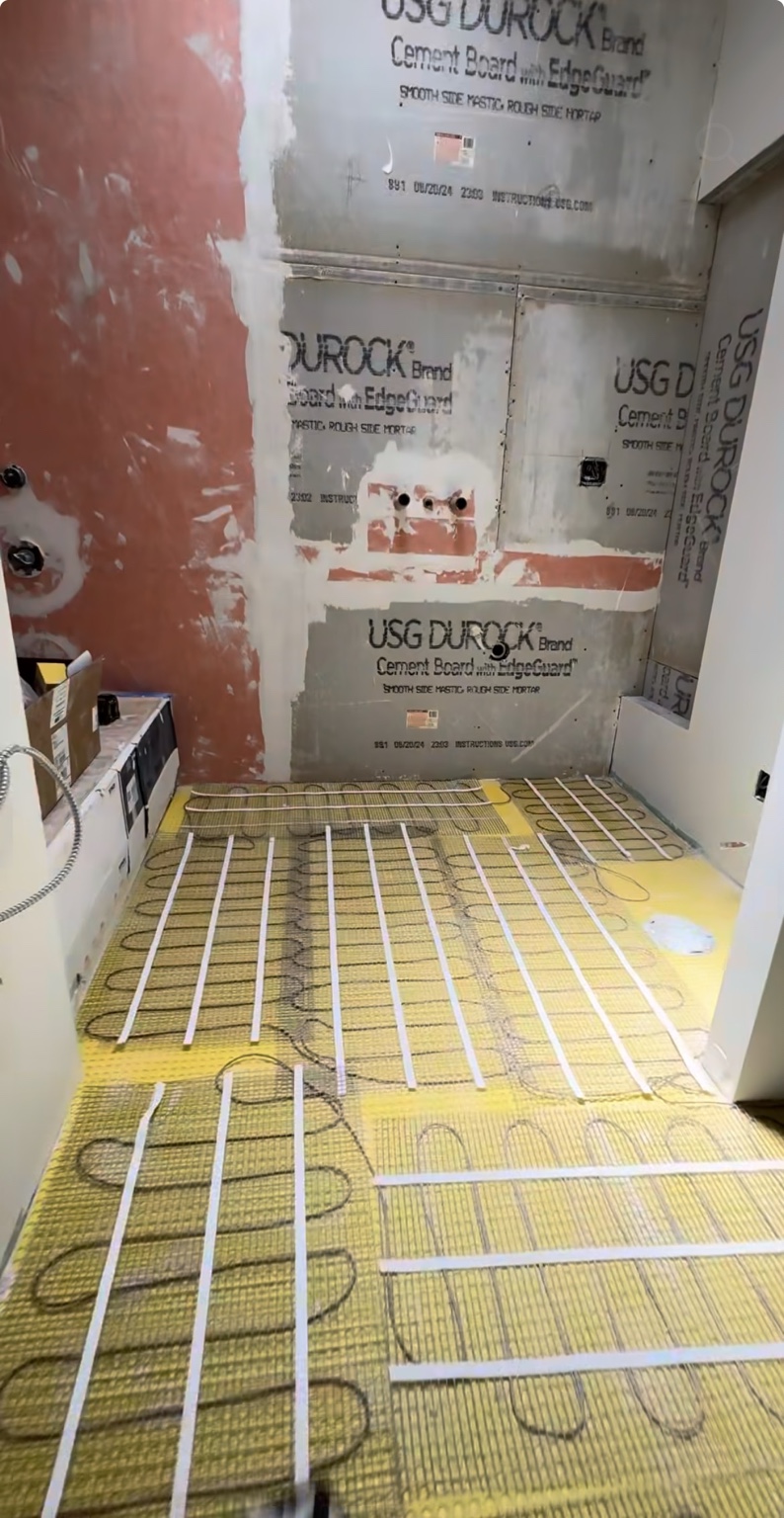 Heated Bathroom Floor — In Progress